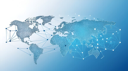 Network polygonal connect lines and dots background template. Technology data transfer server global system graphic vector.