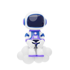 Naklejka premium Astronaut Sitting And Relaxing 3D Character Illustration.