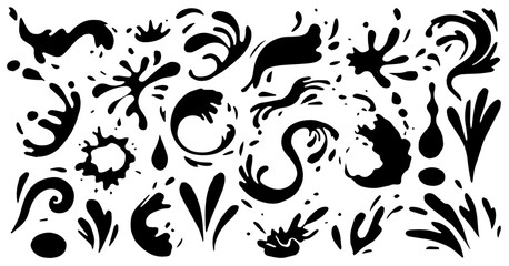 Splash water vector black set icon. Fresh droplet isolated black set icon. Vector illustration splash water on white background.
