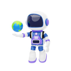 Astronaut With Earth Globe 3D Character Illustration.