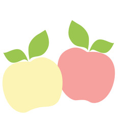 Two apples in pastel colors—red and yellow—with green leaves. Ideal for nutrition themes, kids’ illustrations, or school-related food designs.