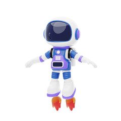 Astronaut Using A Jetpack 3D Character Illustration.