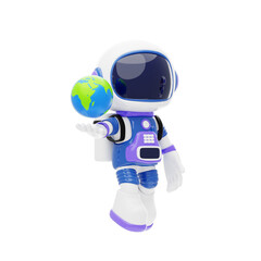 Astronaut With Earth Globe 3D Character Illustration.