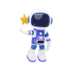 Astronaut With Star 3D Character Illustration.