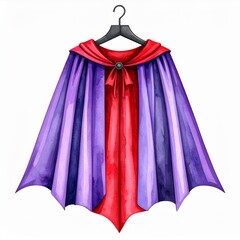 Red And Purple Watercolor Superhero Cape Illustration