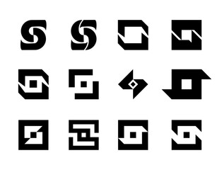 Collection of letter S logo design geometric style