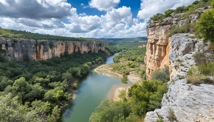 Fototapeta premium High angle view of a river flowing through a canyon.