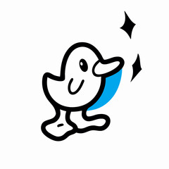 Cute Cartoon Duck Illustration, White Duckling, Simple Design