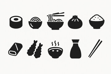Food icon set over white background, silhouette style, vector illustration
