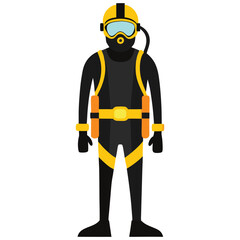 Fototapeta premium Black and yellow diver cartoon illustration