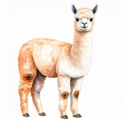 Obraz premium Watercolor Painting of a Beige Alpaca