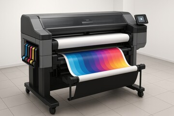 Professional large format printer with color ribbons for high-quality printing services