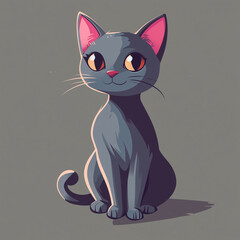 An adorable cartoon cat with big eyes. This illustration shows the pure joy of playful kittens.