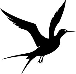 Fototapeta premium Black Tern Seabird silhouette - Vector illustration Perfect for Tattoo or Logo Design