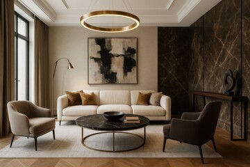 Glamorous modern interior design with elegant furniture