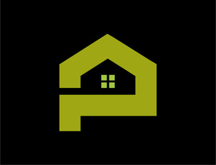 Letter P Green house logo graphic design