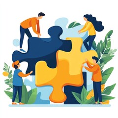 Teamwork, solution, puzzle, idea, success, collaboration, business, strategy, background, illustration  high resolution   for isolate image
