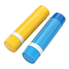Bright Yellow and Blue Paint Markers: Close-up Product Shot