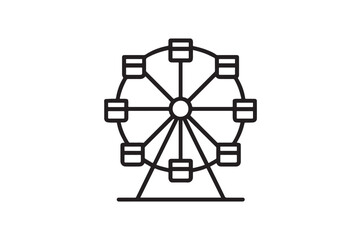 Ferris Wheel Line Art silhouette vector with white background