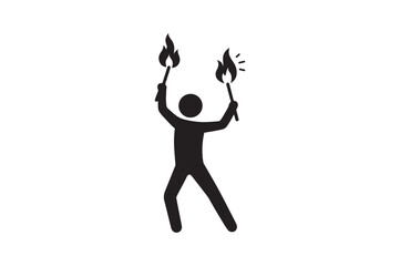 Fire Juggler icon silhouette vector with white background