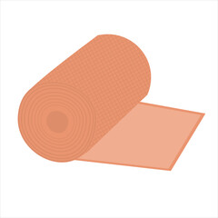 Elastic adhesive bandage in brown roll,
suitable for wound care and support,
used in first aid and treatment,
medical gear, flat design style.
