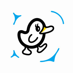 Cute Cartoon Duckling Walking Animation Clipart