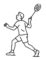 Badminton Players Ready for Action Backward step (preparing for a smash return)