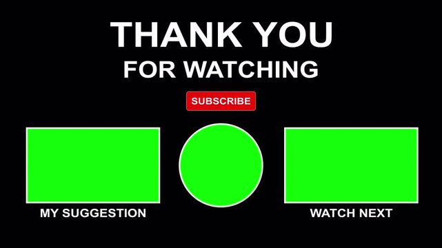 End screen YouTube outro card with subscribe button on black background. 4K Video - Powered by Adobe