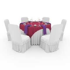 3d render Banquet Table and Chair design element Furniture