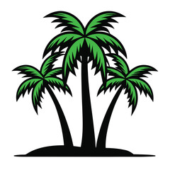Fototapeta premium Silhouette illustration of tropical palm trees on a beach landscape with summer vibe