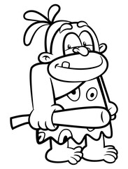Caveman cartoon characters wearing Animal skin clothing and carrying a club. Best for coloring book, logo, and outline with prehistoric themes