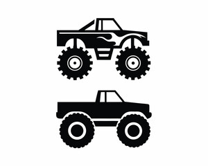 Monster truck icon vector silhouette illustration isolated on white background