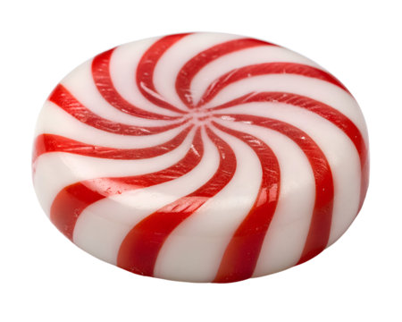round peppermint candy with red swirl