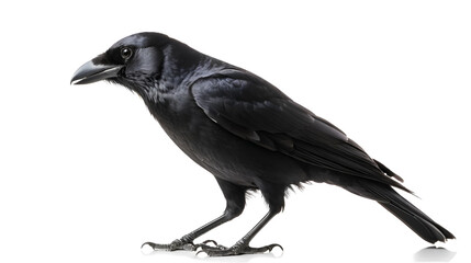 Fototapeta premium Side view of a Carrion Crow, Corvus corone, isolated on white