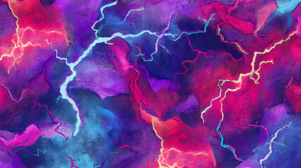 sparkling lightning colorfull, half vintage comic book pattern