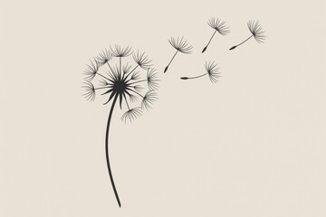 Elegant dandelion silhouette on neutral background for condolence cards and sympathy messaging