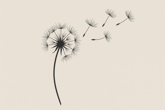 Elegant dandelion silhouette on neutral background for condolence cards and sympathy messaging