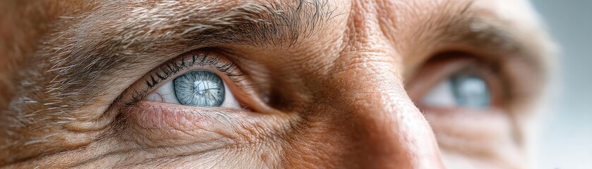 Fototapeta premium Smart investing with belief in prosperity and wealth concept. Close-up of a mature man's eyes reflecting deep emotion and wisdom.