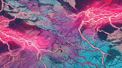 Vintage Lightning Bolts Flash Comic Book Pattern