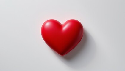 Red Heart on White Background