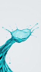 Turquoise Water Splash on White Background
