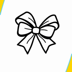 Simple Black and White Bow Clipart Illustration