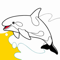 Happy Orca Whale Coloring Page Illustration
