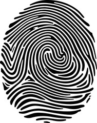 Fingerprint Logo Design – Monochrome Vector for Identity Verification

