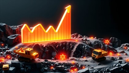 Obraz premium 3D financial diagram with mining industry background