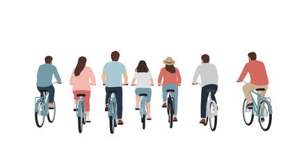 Cycling Group: Back View of People on Bikes