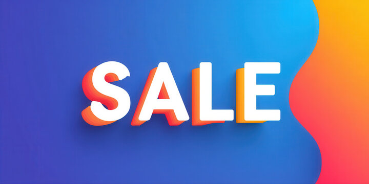 Vibrant eyecatching sale banner with bold typography on colorful blue and orange gradient background creating dynamic and attractive design