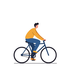 Fototapeta premium Cyclist Illustration: Man Riding Bicycle on White Background