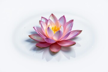 Pink Lotus Flower Blossom on White