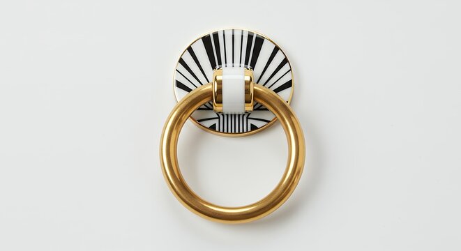 Decorative gold and white cabinet knob